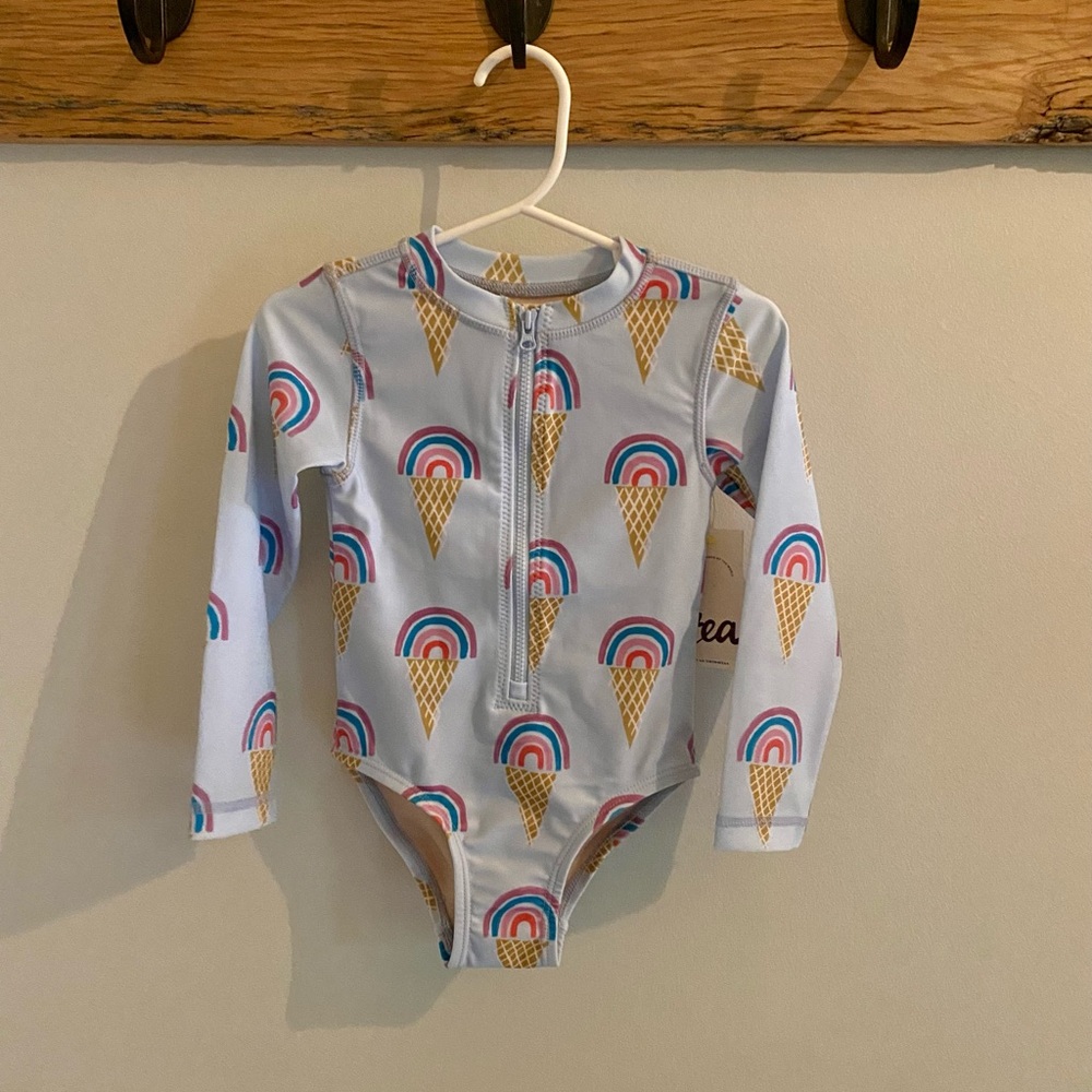 Tea Collection Ice Cream and Rainbow Long Sleeve One-piece Swimsuit